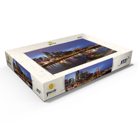 Alternative Darstellung des Puzzle-Motivs Nashville Skyline mit Spiegelungen des Cumberland River in der Abenddämmerung – Puzzleteile: 1000