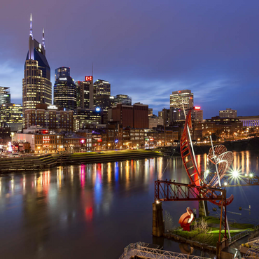 Darstellung des Puzzle Motivs Nashville Skyline with Cumberland River Reflections at Dusk 100 Puzzle 3D Modell