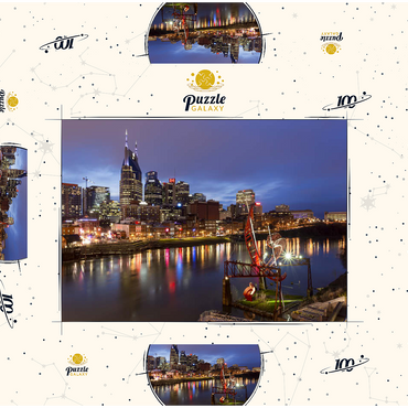 Darstellung des Puzzle Motivs Nashville Skyline with Cumberland River Reflections at Dusk 100 Puzzle Schachtel 3D Modell