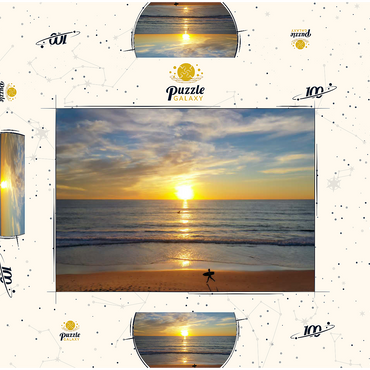 Darstellung des Puzzle Motivs Surfer at Sunset on California Beach 100 Puzzle Schachtel 3D Modell