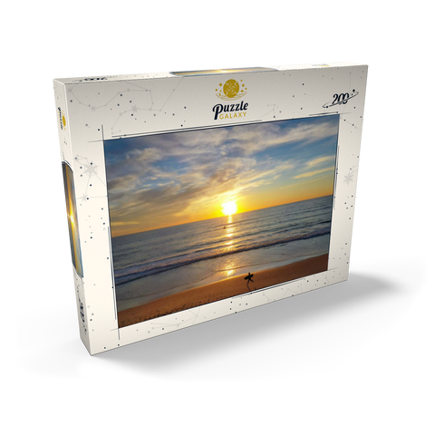 Darstellung des Puzzle Motivs Surfer bei Sonnenuntergang an einem Strand in Kalifornien Surfer at Sunset on California Beach 200 Puzzle Schachtel Ansicht2