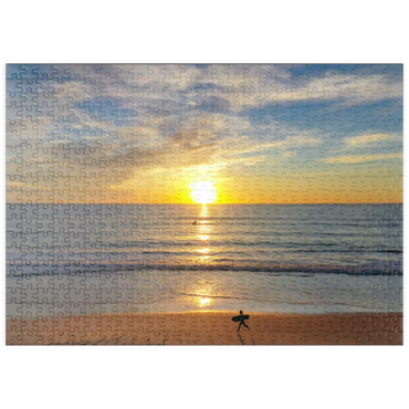 Darstellung des Puzzle Motivs puzzleplate Surfer at Sunset on California Beach 500 Puzzle