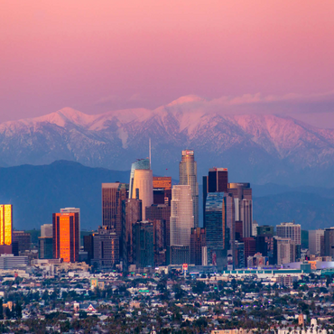 Darstellung des Puzzle Motivs Los Angeles Skyline at Sunset with Snowy Mountains 1000 Puzzle 3D Modell