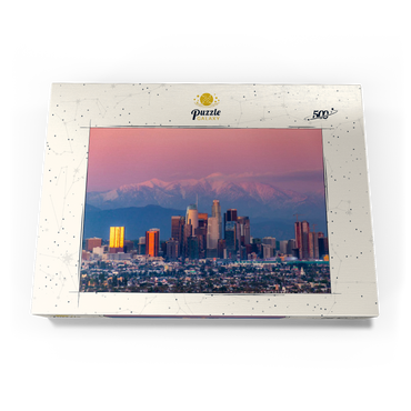 Darstellung des Puzzle Motivs Los Angeles Skyline at Sunset with Snowy Mountains 500 Puzzle Schachtel Ansicht3