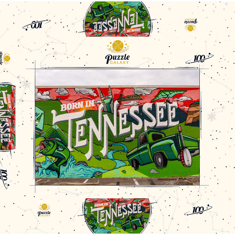 Darstellung des Puzzle Motivs Geboren in Tennessee Street Art Wandbild Born in Tennessee Street Art Wall Mural 100 Puzzle Schachtel 3D Modell