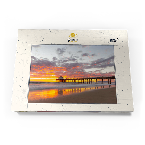 Darstellung des Puzzle Motivs Sonnenuntergang am Manhattan Beach Pier Manhattan Beach Pier Sunset Reflection 1000 Puzzle Schachtel Ansicht3