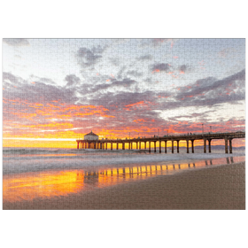 Darstellung des Puzzle Motivs Sonnenuntergang am Manhattan Beach Pier - Puzzleteile: 1000