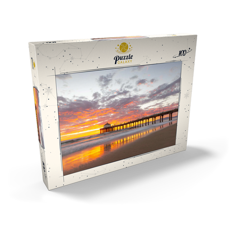 Darstellung des Puzzle Motivs Sonnenuntergang am Manhattan Beach Pier Manhattan Beach Pier Sunset Reflection 100 Puzzle Schachtel Ansicht2