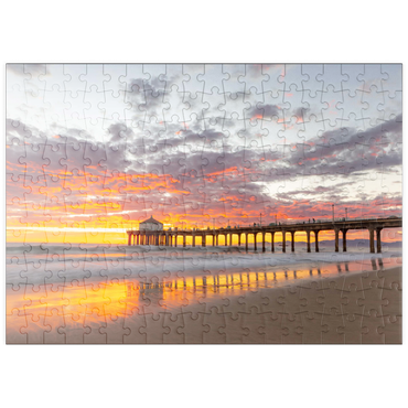 Darstellung des Puzzle Motivs puzzleplate Manhattan Beach Pier Sunset Reflection 200 Puzzle