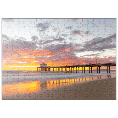 Darstellung des Puzzle Motivs Sonnenuntergang am Manhattan Beach Pier puzzleplate Manhattan Beach Pier Sunset Reflection 200 Puzzle