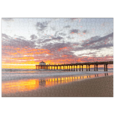 Darstellung des Puzzle Motivs puzzleplate Manhattan Beach Pier Sunset Reflection 500 Puzzle