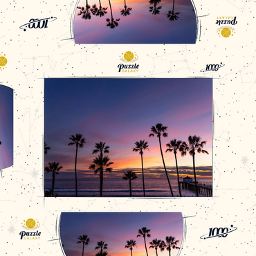 Darstellung des Puzzle Motivs Manhattan Beach Pier at Sunset with Palm Silhouettes 1000 Puzzle Schachtel 3D Modell