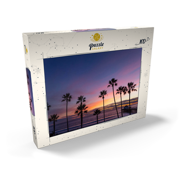 Darstellung des Puzzle Motivs Manhattan Beach Pier at Sunset with Palm Silhouettes 100 Puzzle Schachtel Ansicht2