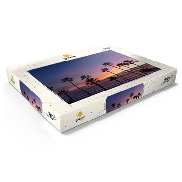 Darstellung des Puzzle Motivs Manhattan Beach Pier at Sunset with Palm Silhouettes 200 Puzzle Schachtel Ansicht1