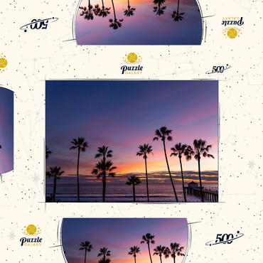 Darstellung des Puzzle Motivs Manhattan Beach Pier at Sunset with Palm Silhouettes 500 Puzzle Schachtel 3D Modell