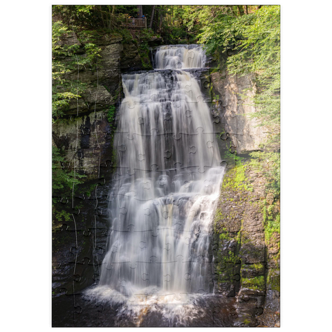 Darstellung des Puzzle Motivs Bushkill Falls, Pennsylvania – Wasserfall im Wald puzzleplate Bushkill Falls Pennsylvania – Cascading Forest Waterfall 100 Puzzle
