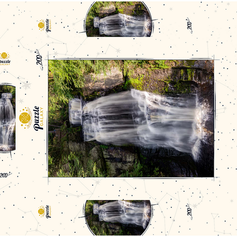 Darstellung des Puzzle Motivs Bushkill Falls, Pennsylvania – Wasserfall im Wald Bushkill Falls Pennsylvania – Cascading Forest Waterfall 200 Puzzle Schachtel 3D Modell