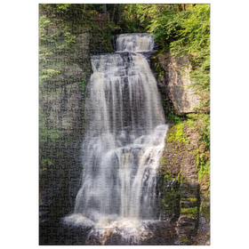 Darstellung des Puzzle-Motivs Bushkill Falls, Pennsylvania – Wasserfall im Wald – Puzzleteile: 500