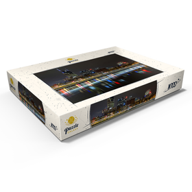 Darstellung des Puzzle Motivs Nashville Skyline bei Nacht – Spiegelungen auf dem Cumberland River - Puzzleteile: 1000