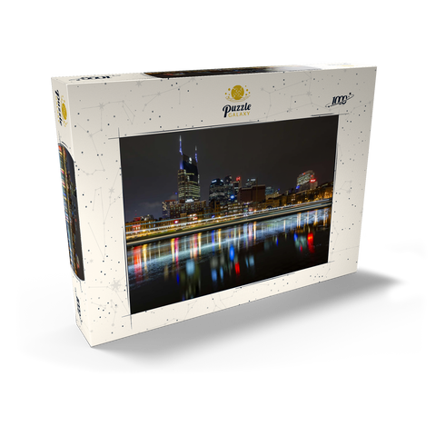 Darstellung des Puzzle Motivs Nashville Skyline bei Nacht – Spiegelungen auf dem Cumberland River Nashville Skyline at Night – Reflections on the Cumberland River 1000 Puzzle Schachtel Ansicht2