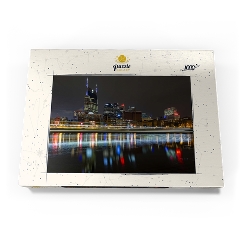 Darstellung des Puzzle Motivs Nashville Skyline bei Nacht – Spiegelungen auf dem Cumberland River Nashville Skyline at Night – Reflections on the Cumberland River 1000 Puzzle Schachtel Ansicht3