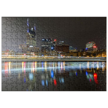 Darstellung des Puzzle Motivs puzzleplate Nashville Skyline at Night – Reflections on the Cumberland River 200 Puzzle