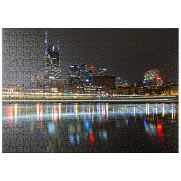 Darstellung des Puzzle Motivs puzzleplate Nashville Skyline at Night – Reflections on the Cumberland River 500 Puzzle