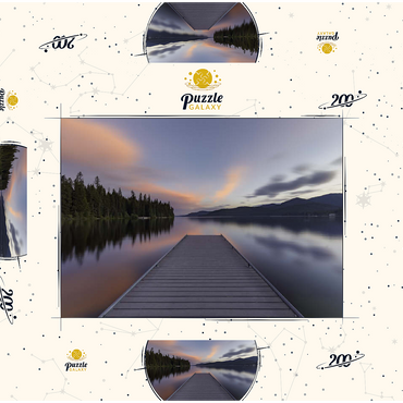 Darstellung des Puzzle Motivs Montana Lake Dock at Dusk – Serene Forest Reflections 200 Puzzle Schachtel 3D Modell