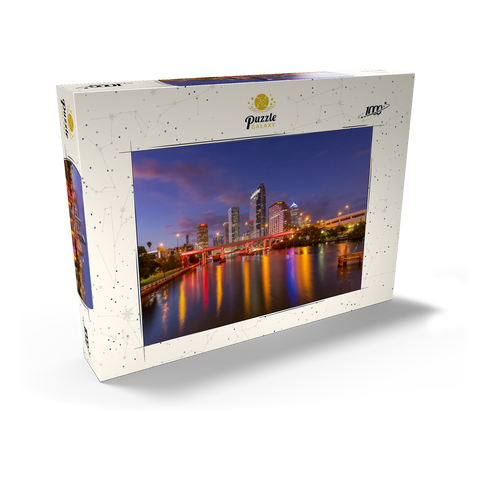Darstellung des Puzzle Motivs Skyline von Tampa – Nachtreflexionen auf dem Hillsborough River Tampa Skyline – Night Reflections on Hillsborough River 1000 Puzzle Schachtel Ansicht2