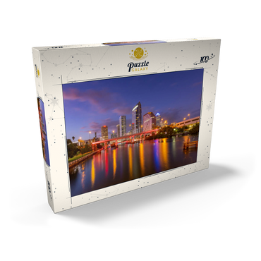 Darstellung des Puzzle Motivs Tampa Skyline – Night Reflections on Hillsborough River 100 Puzzle Schachtel Ansicht2