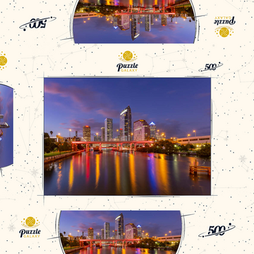 Darstellung des Puzzle Motivs Tampa Skyline – Night Reflections on Hillsborough River 500 Puzzle Schachtel 3D Modell