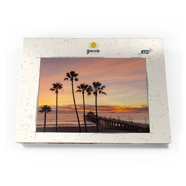 Darstellung des Puzzle Motivs Manhattan Beach Pier – Sunset with Silhouetted Palms 1000 Puzzle Schachtel Ansicht3