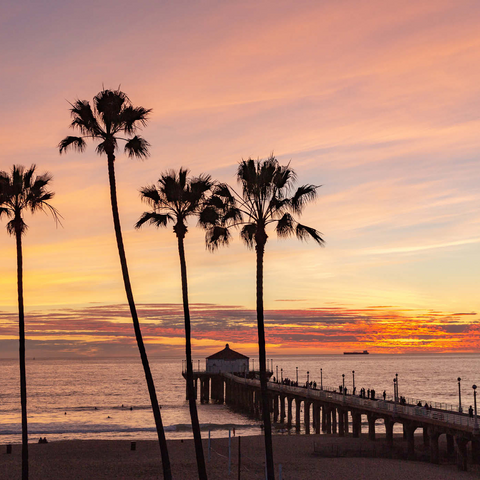 Darstellung des Puzzle Motivs Manhattan Beach Pier – Sonnenuntergang mit Palmen-Silhouetten Manhattan Beach Pier – Sunset with Silhouetted Palms 1000 Puzzle 3D Modell