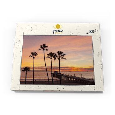 Darstellung des Puzzle Motivs Manhattan Beach Pier – Sunset with Silhouetted Palms 100 Puzzle Schachtel Ansicht3