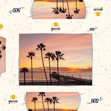 Darstellung des Puzzle Motivs Manhattan Beach Pier – Sunset with Silhouetted Palms 500 Puzzle Schachtel 3D Modell