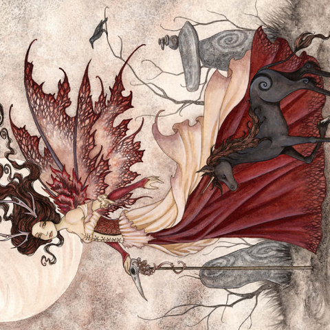 Darstellung des Puzzle Motivs The Red Queen Fairy - Amy Brown The Red Queen Fairy - Amy Brown 500 Puzzle 3D Modell