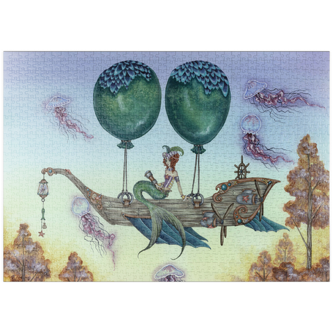Darstellung des Puzzle Motivs Dreaming On Aquamarine Tides Mermaid - Amy Brown puzzleplate Dreaming On Aquamarine Tides Mermaid - Amy Brown 1000 Puzzle