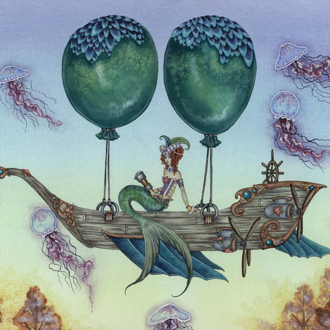 Darstellung des Puzzle Motivs Dreaming On Aquamarine Tides Mermaid - Amy Brown Dreaming On Aquamarine Tides Mermaid - Amy Brown 1000 Puzzle 3D Modell