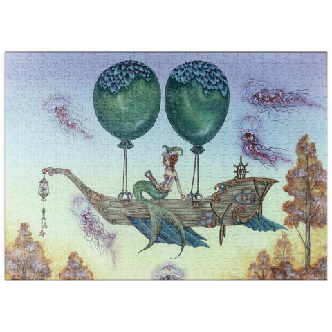 Darstellung des Puzzle Motivs Dreaming On Aquamarine Tides Mermaid - Amy Brown puzzleplate Dreaming On Aquamarine Tides Mermaid - Amy Brown 500 Puzzle