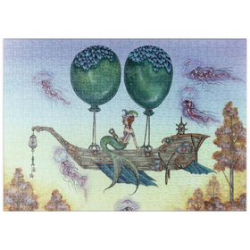 Darstellung des Puzzle Motivs Dreaming On Aquamarine Tides Mermaid - Amy Brown - Puzzleteile: 500