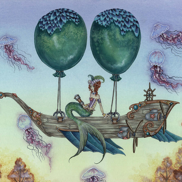 Darstellung des Puzzle Motivs Dreaming On Aquamarine Tides Mermaid - Amy Brown 500 Puzzle 3D Modell