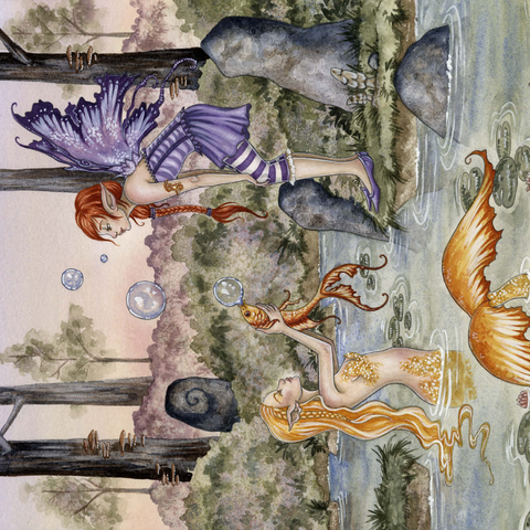 Darstellung des Puzzle Motivs Die Wunschfisch-Meerjungfrau - Amy Brown The Wishing Fish Mermaid - Amy Brown 1000 Puzzle 3D Modell