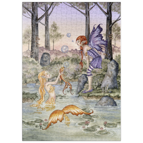 Darstellung des Puzzle Motivs Die Wunschfisch-Meerjungfrau - Amy Brown puzzleplate The Wishing Fish Mermaid - Amy Brown 500 Puzzle