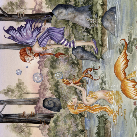 Darstellung des Puzzle Motivs Die Wunschfisch-Meerjungfrau - Amy Brown The Wishing Fish Mermaid - Amy Brown 500 Puzzle 3D Modell