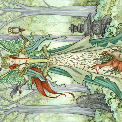 Darstellung des Puzzle Motivs Die Haushälterin-Fee - Amy Brown The Caretaker Fairy - Amy Brown 1000 Puzzle 3D Modell