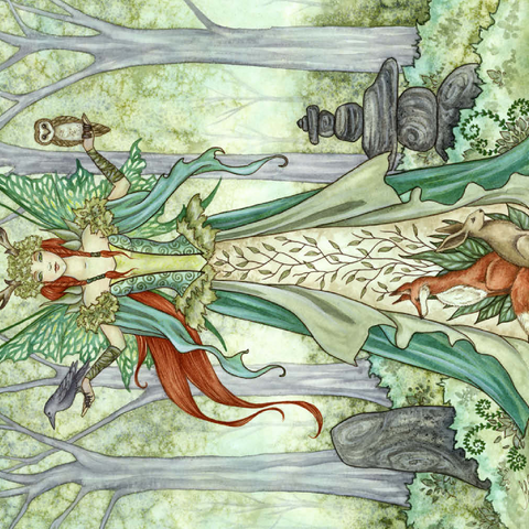 Darstellung des Puzzle Motivs Die Haushälterin-Fee - Amy Brown The Caretaker Fairy - Amy Brown 500 Puzzle 3D Modell