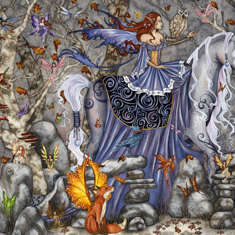 Darstellung des Puzzle Motivs Zauberwald-Fee - Amy Brown Enchanted Forest Fairy - Amy Brown 500 Puzzle 3D Modell