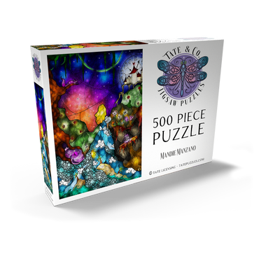 Darstellung des Puzzle Motivs Off to Wonderland Stained Glass 500 Puzzle Schachtel Ansicht2