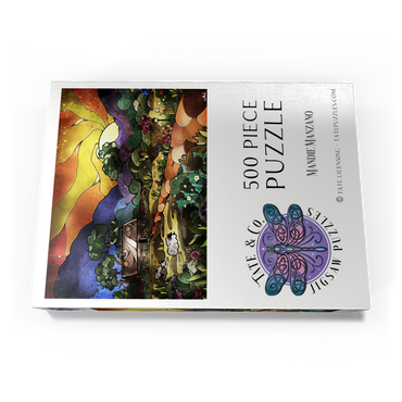 Darstellung des Puzzle Motivs The Shepherds Cottage Stained Glass 500 Puzzle Schachtel Ansicht3