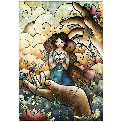 Darstellung des Puzzle Motivs Wer du sagst, dass ich bin – Buntglasfenster - Mandie Manzano puzzleplate Who You Say I Am Stained Glass 1000 Puzzle